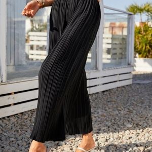 Dynamite Womens high-waisted plisse pleated wide leg casual pants